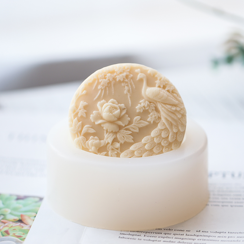 Candle Making Party - Peacock Flower Pattern Silicone Soap Mold