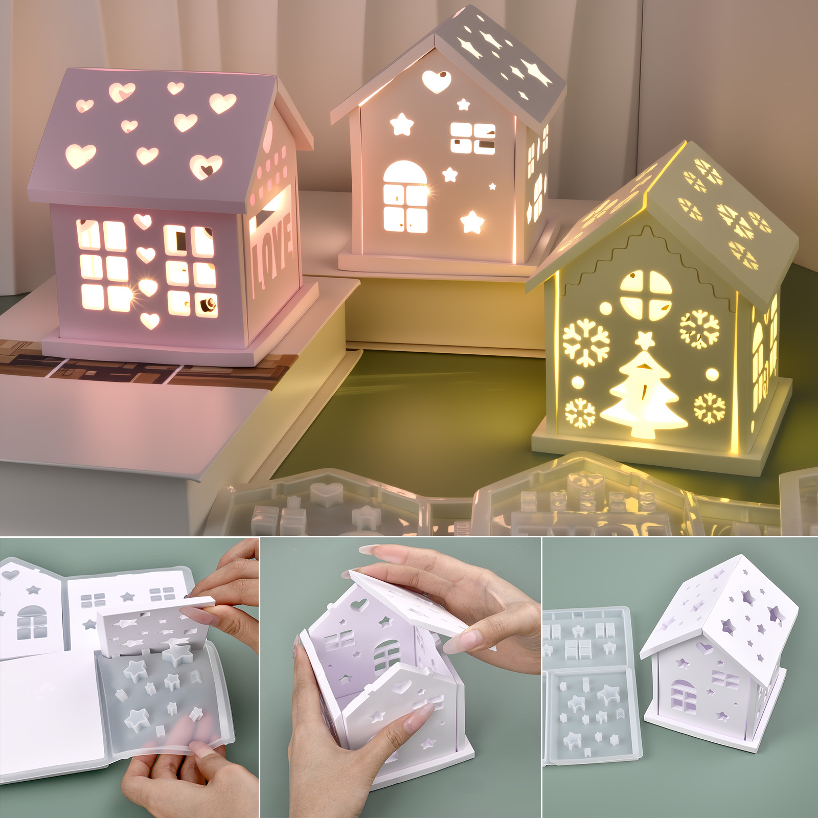 3D House Silicone Mold DIY Chr - Candle Making Party 评论和价格