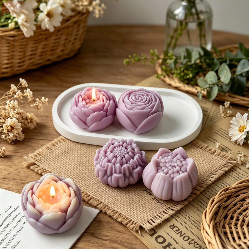 3D Flower Silicone Mold Peony  - Candle Making Party 评论和价格