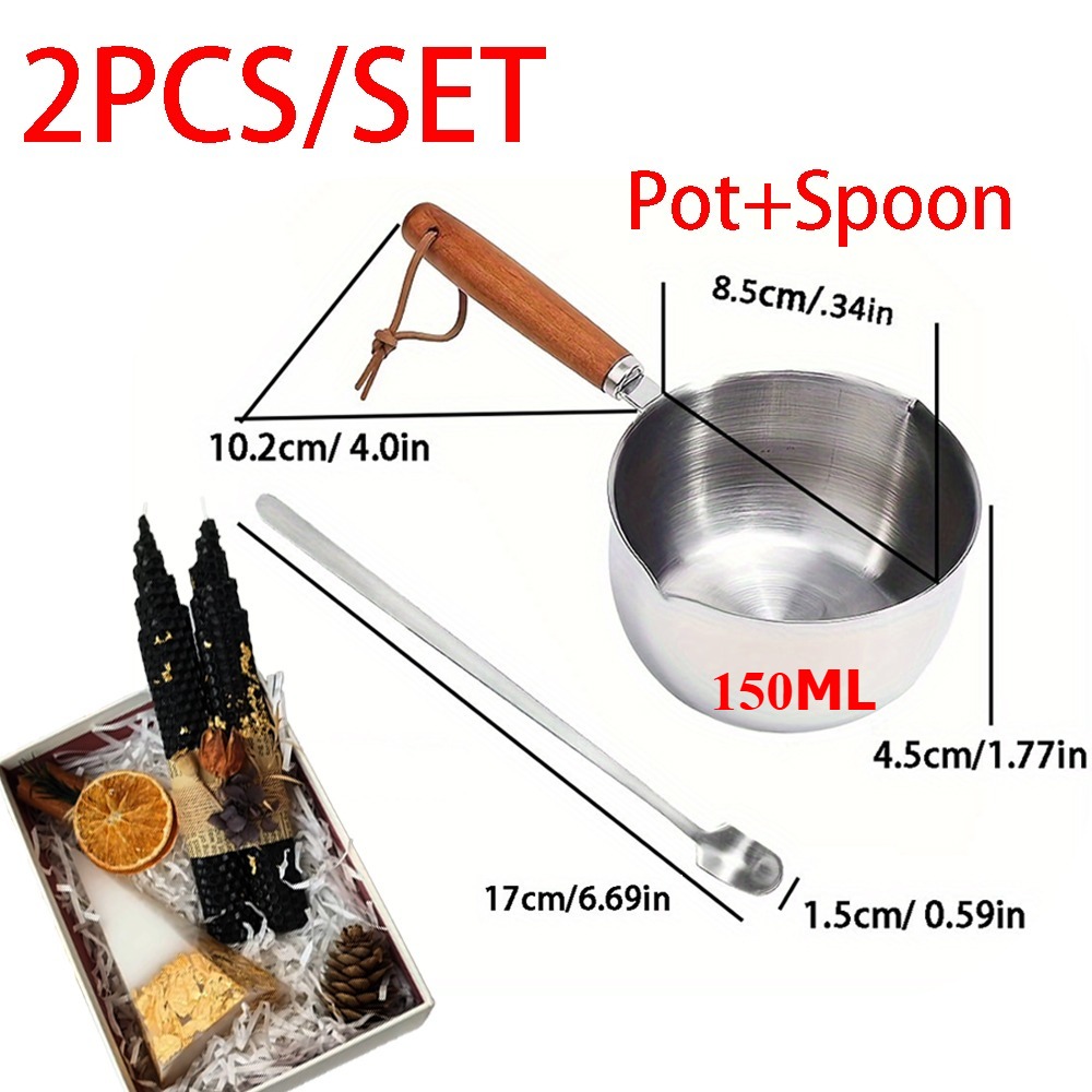 2PCS/SET Wood Handle Wax Melti - Candle Making Pot 评论和价格